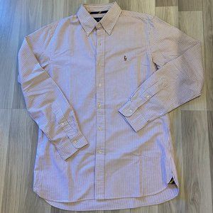 Red and White Button Up Striped Polo Shirt - Ralph Lauren